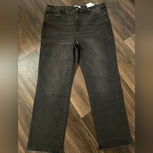 NWT NINE West size 18 high rise slimming straight leg black washed jeans